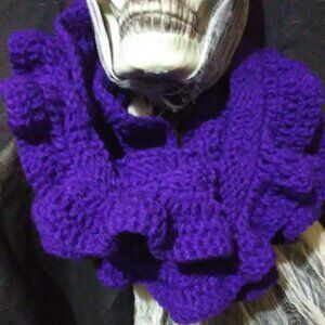 purple knit ruffle scarf handmade infinity scarf with ruffle edge